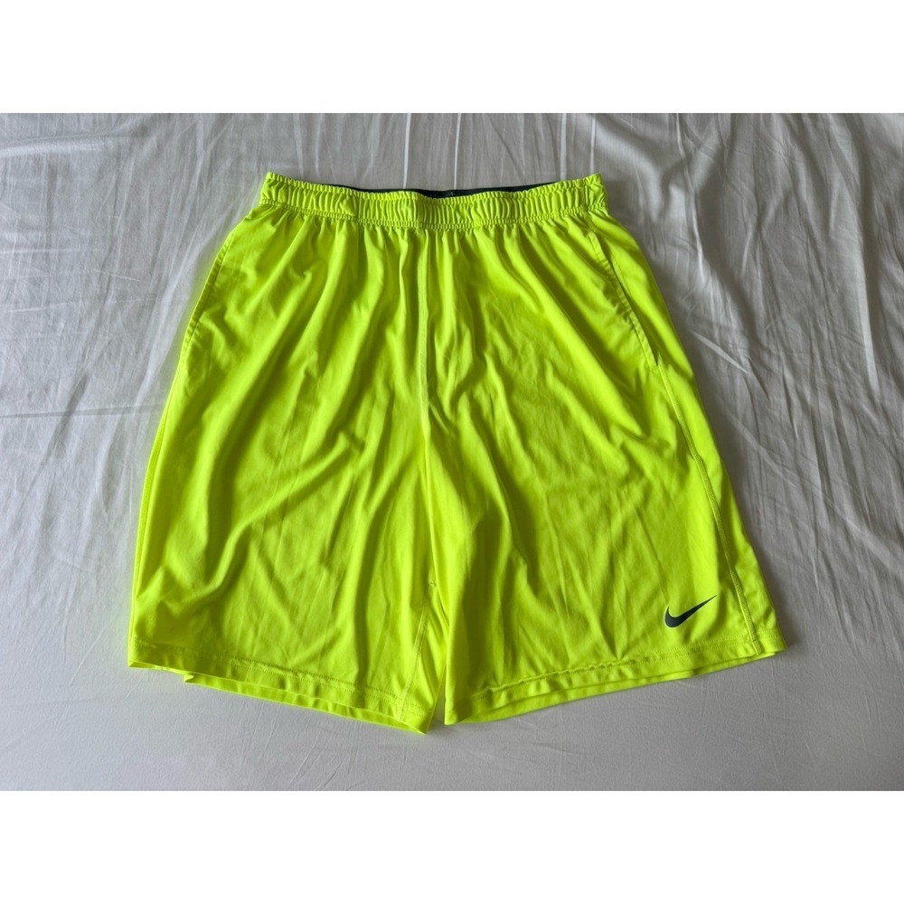 Nike Dri-FIT Men's Shorts Size XL Neon Volt Yellow Athletic Running Gym EUC